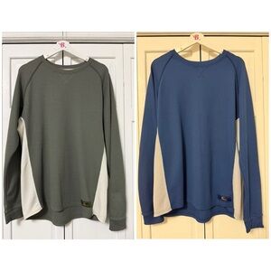 Mossy Oak Men’s Bundle of 2 Blue/Green Long Sleeve T-Shirt Waffle Knit Layers